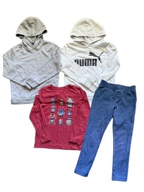 Boys Gray Hoodies, Red Bug Tee , Sweatpants